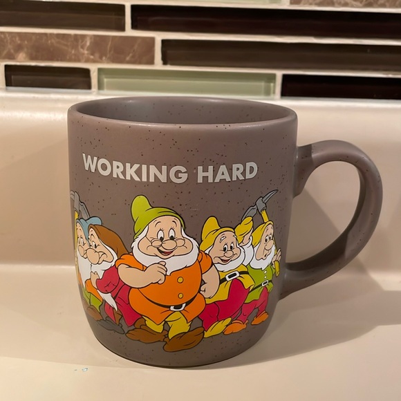 DISNEY UEC Snow White Seven Dwarfs Working Hard Hardly Working Coffee Mug - Picture 2 of 11